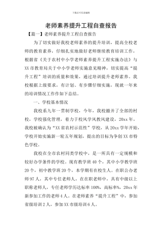 教师素质提升工程自查报告