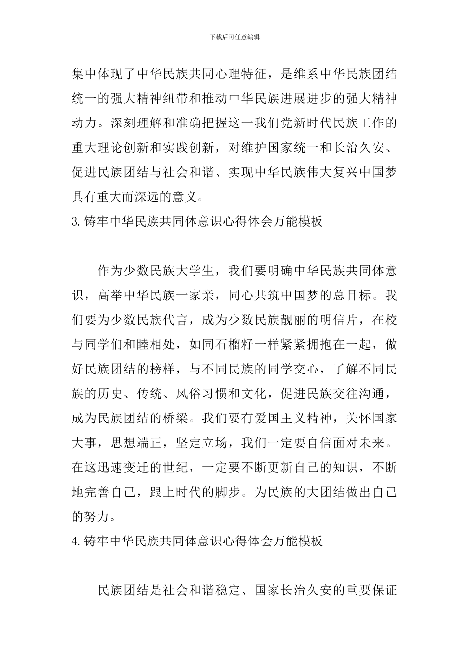 铸牢中华民族共同体意识心得体会万能模板_第2页