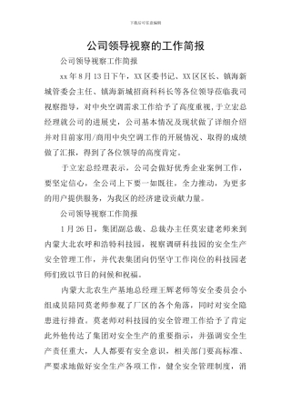 公司领导视察的工作简报