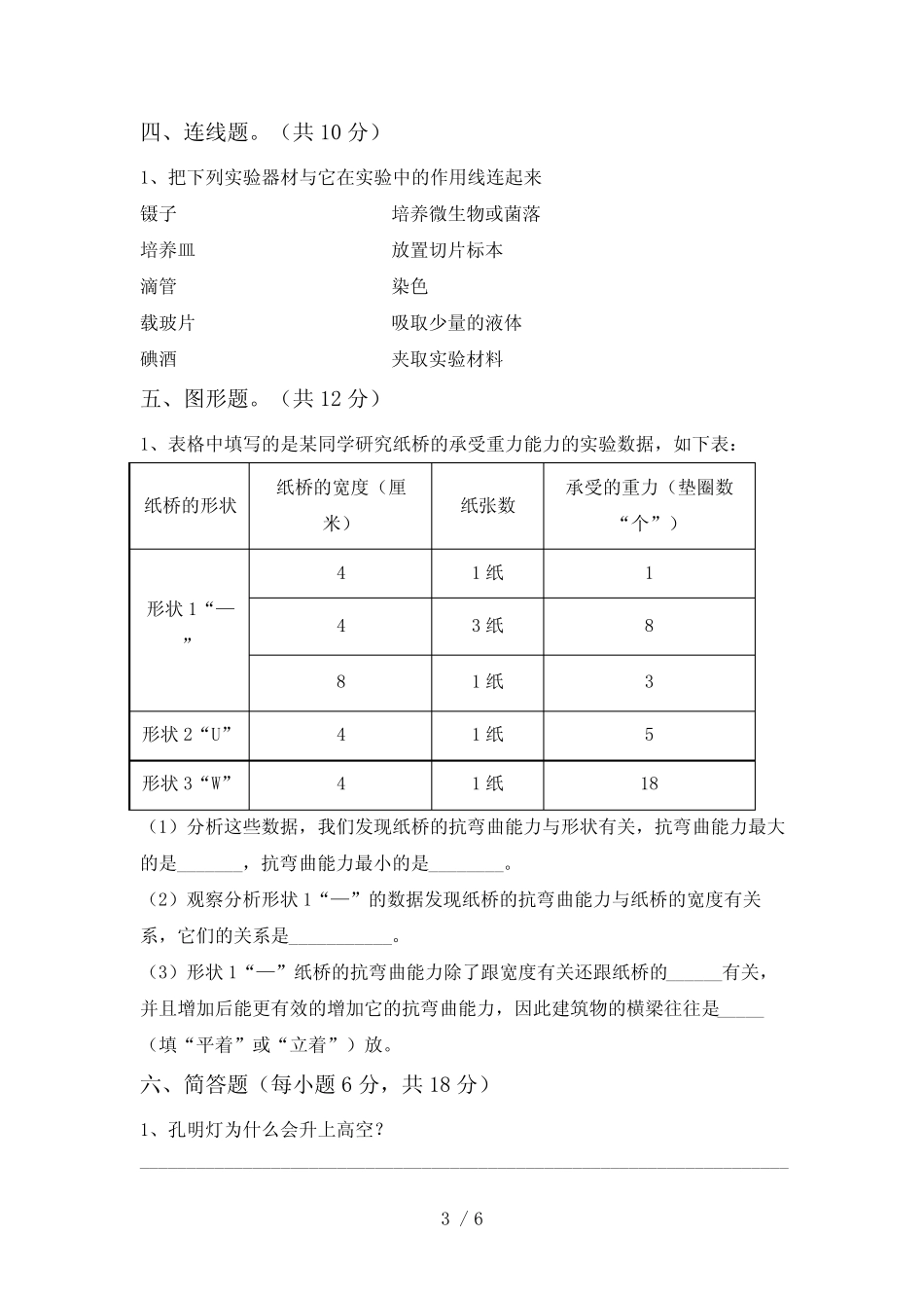 2022-2023年教科版六年级科学下册期中测试卷(真题) _第3页