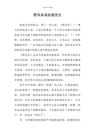 野风车读后感范文