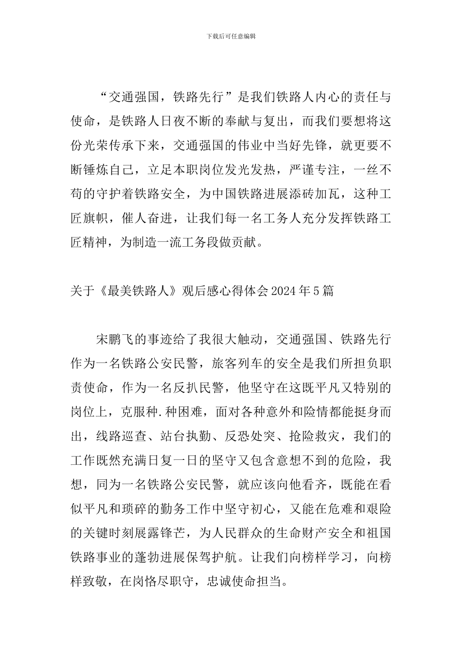 关于《最美铁路人》观后感心得体会2024年5篇_第3页