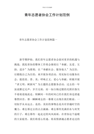 青年志愿者协会工作计划范例