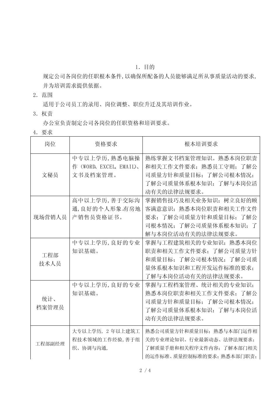 岗位任职资格及培训要求_第2页
