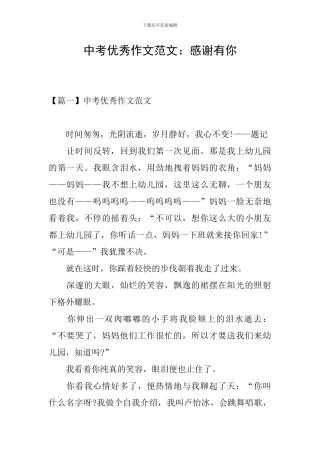 中考优秀作文范文：感谢有你