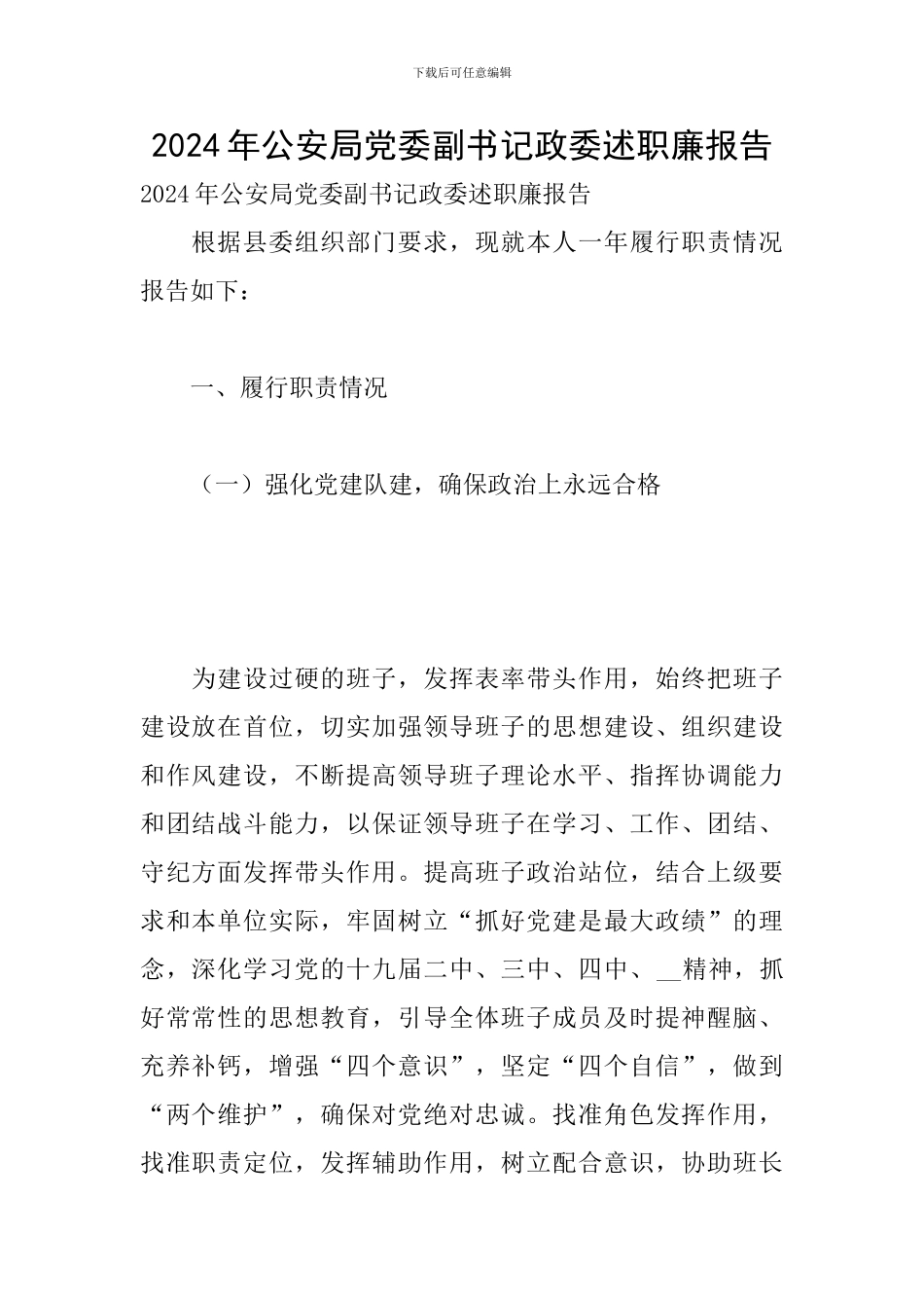2024年公安局党委副书记政委述职廉报告-0_第1页