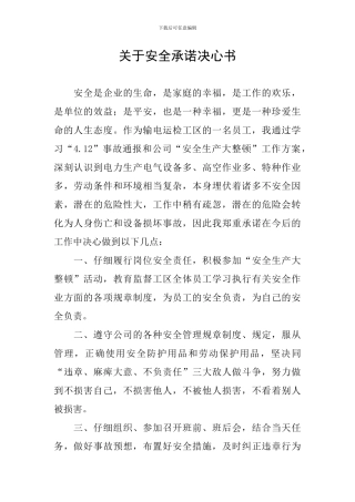 关于安全承诺决心书