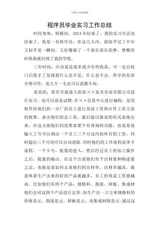 程序员毕业实习工作总结