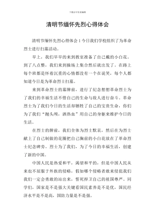 清明节缅怀先烈心得体会