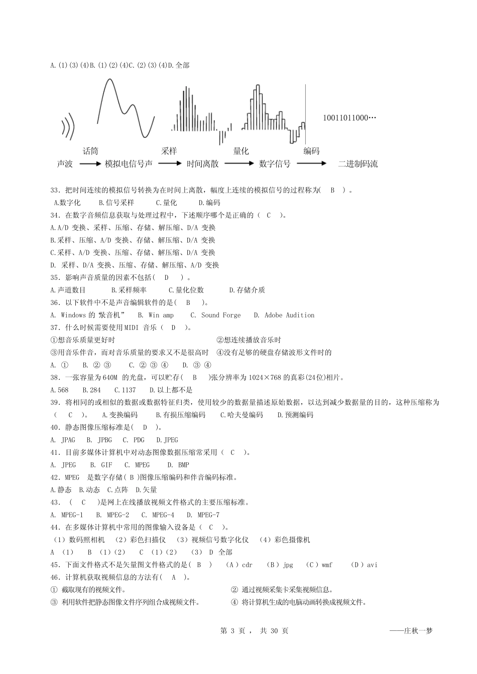 多媒体技术与应用考试题库(含答案) _第3页