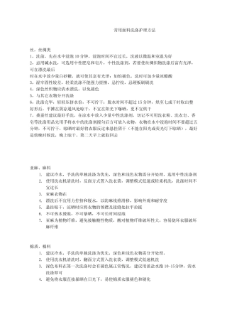 (完整版)常用面料洗涤护理方法