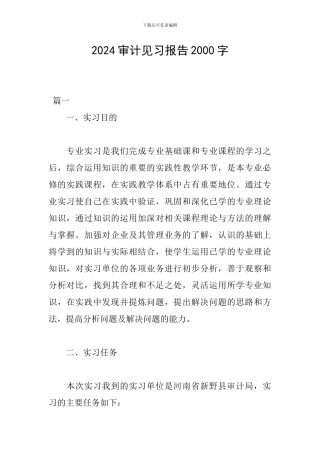 2024审计见习报告2000字