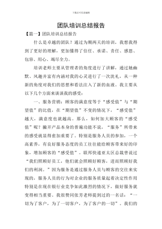 团队培训总结报告