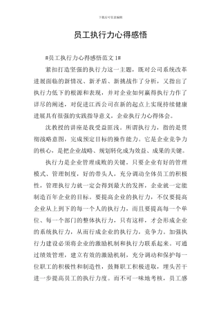 员工执行力心得感悟