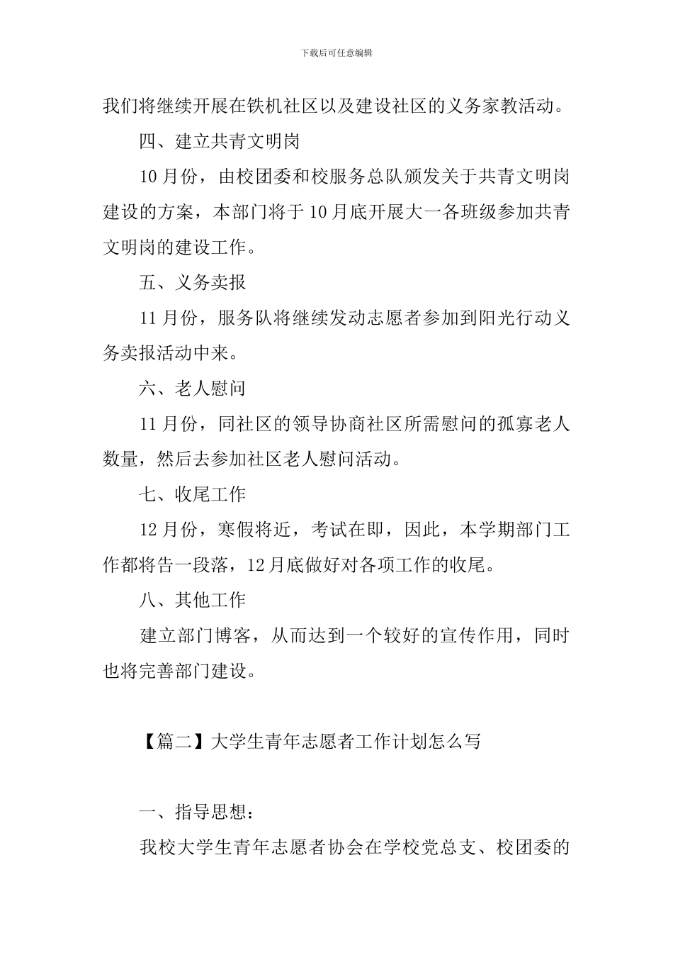大学生青年志愿者工作计划怎么写_第2页