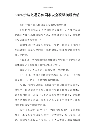 2024护航之道总体国家安全观纵横观后感