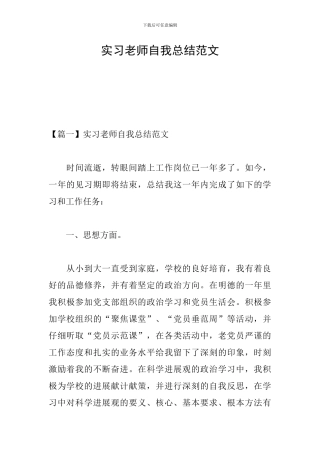 实习教师自我总结范文