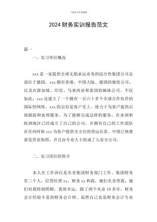 2024财务实训报告范文