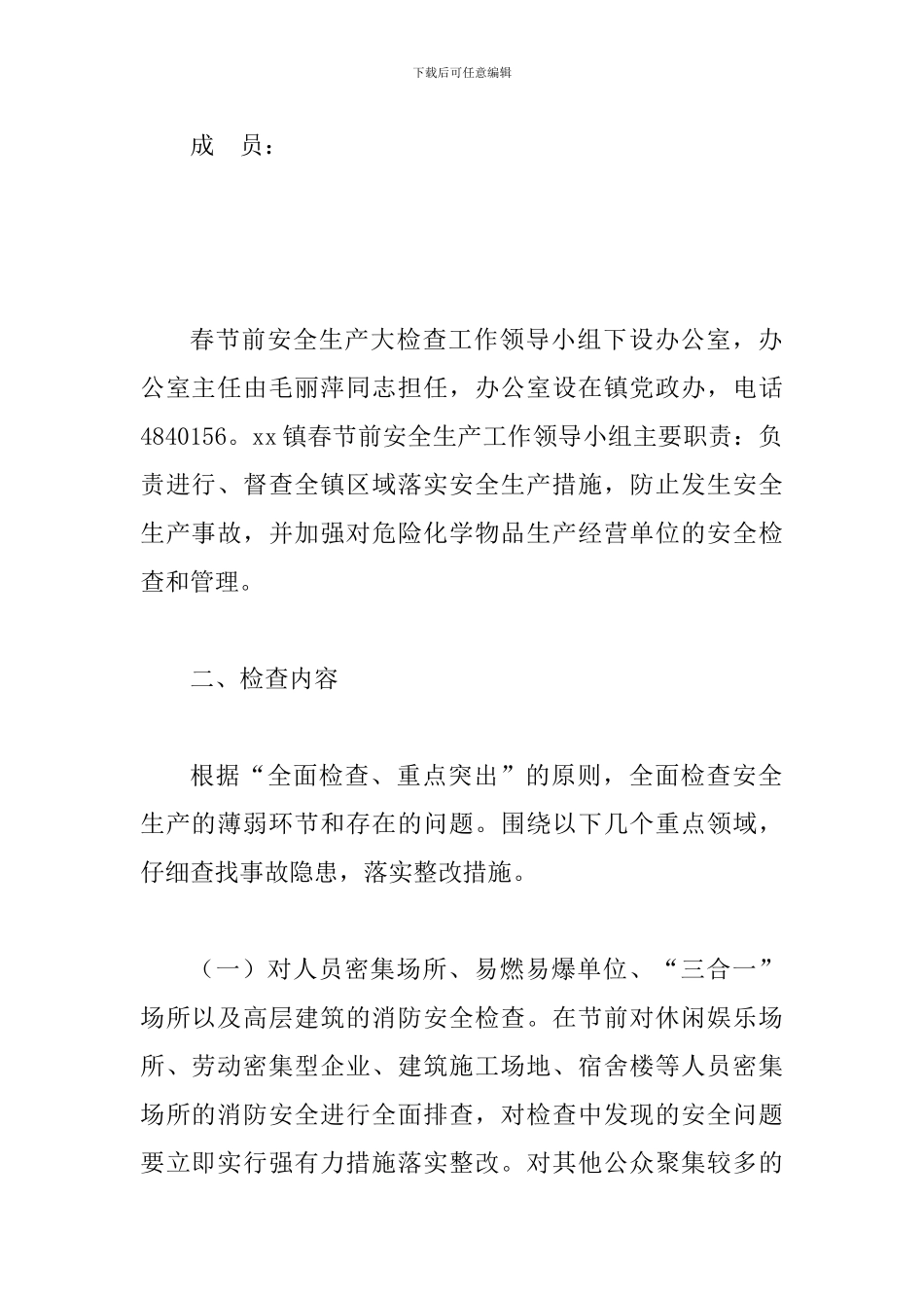 2024年某某乡镇春节前安全生产大检查工作方案_第2页