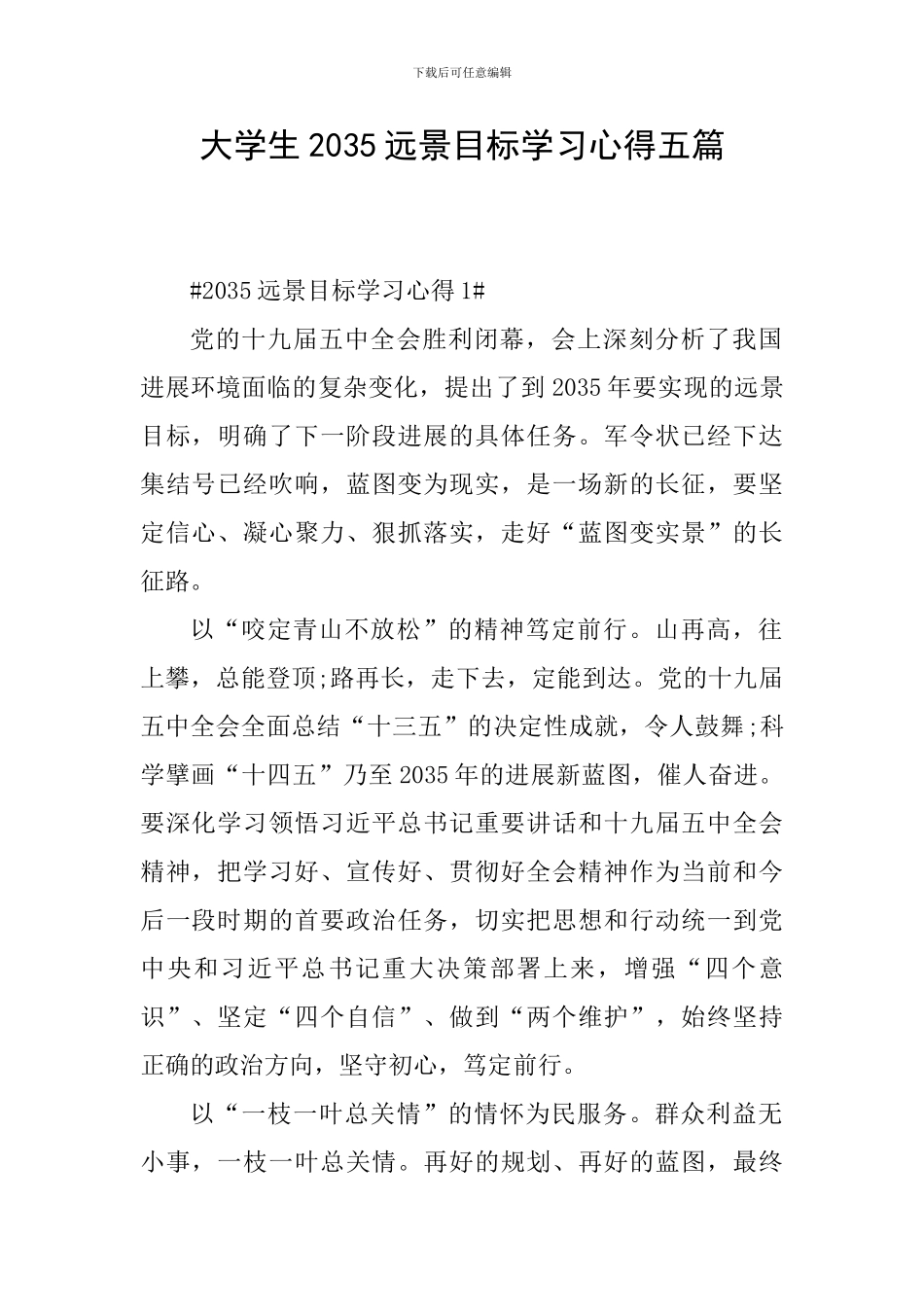 大学生2035远景目标学习心得五篇_第1页