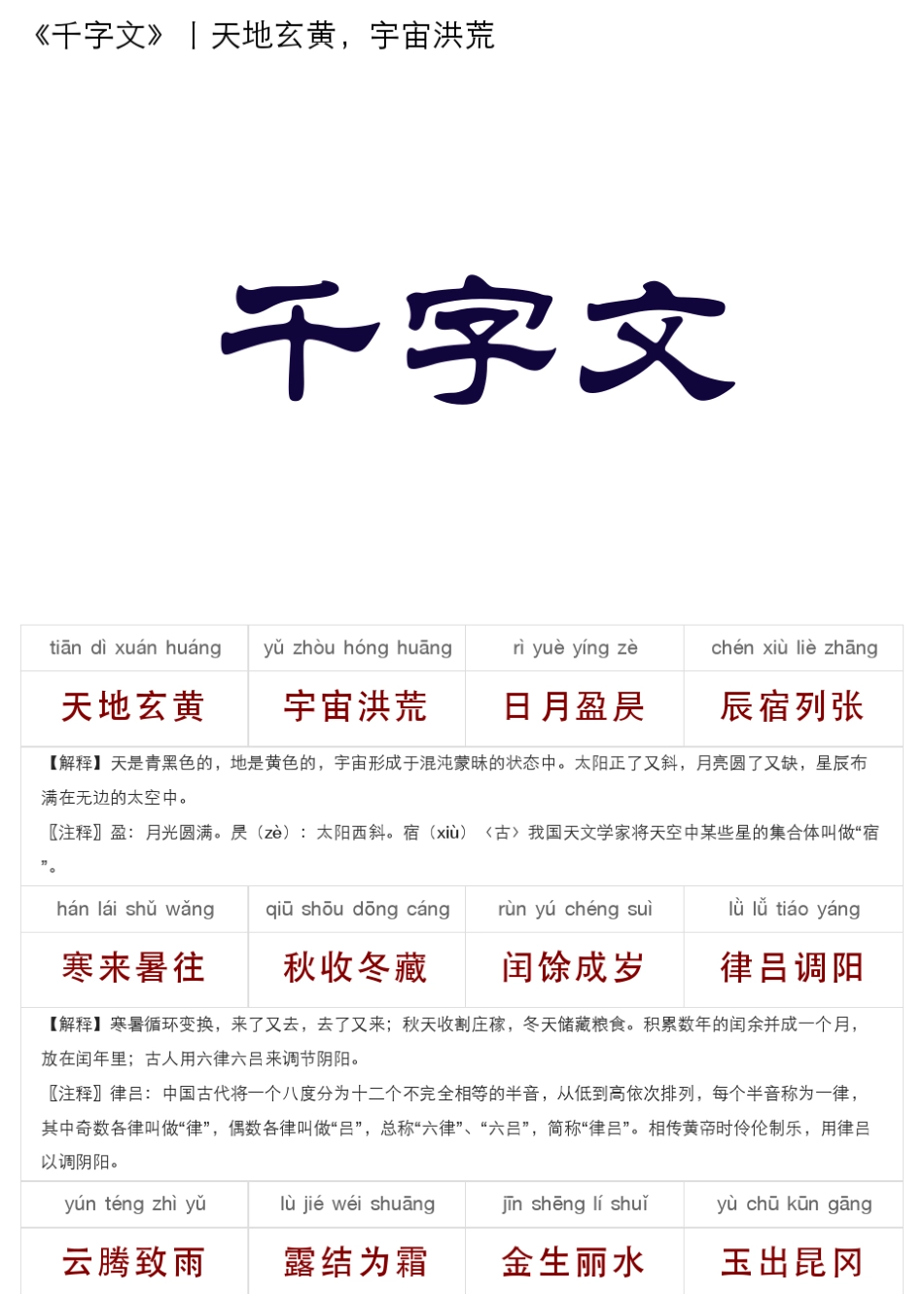 拼音注解版千字文 _第1页