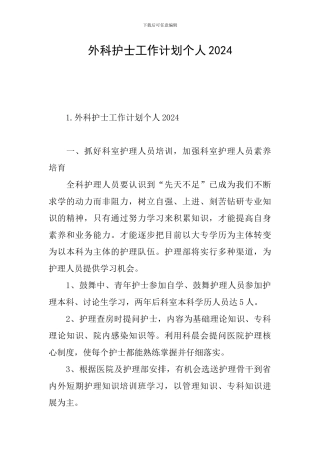 外科护士工作计划个人2024