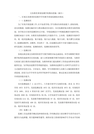 义务教育质量监测学校整改措施 