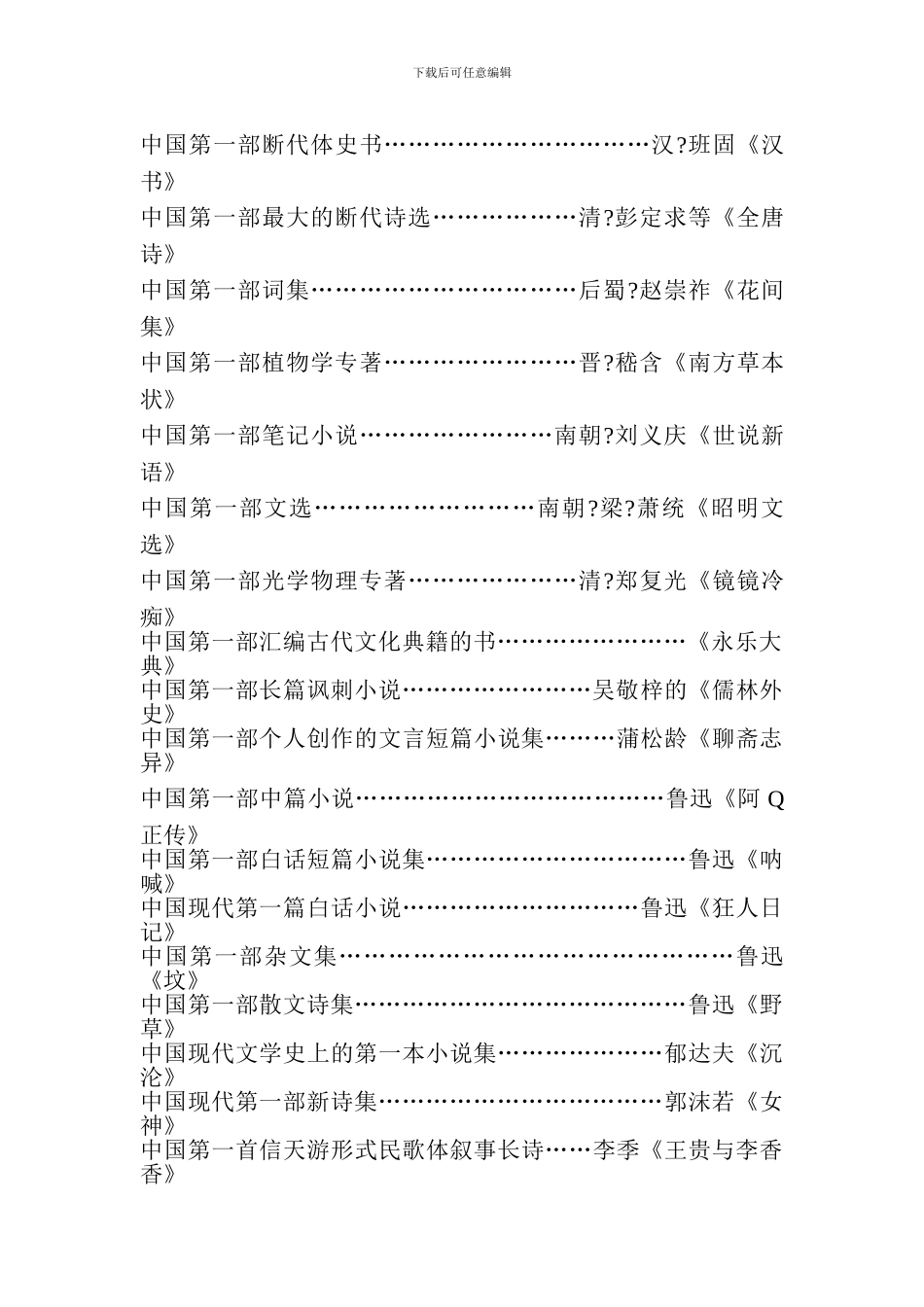 2024年小升初语文复习：文学百科知识_第3页
