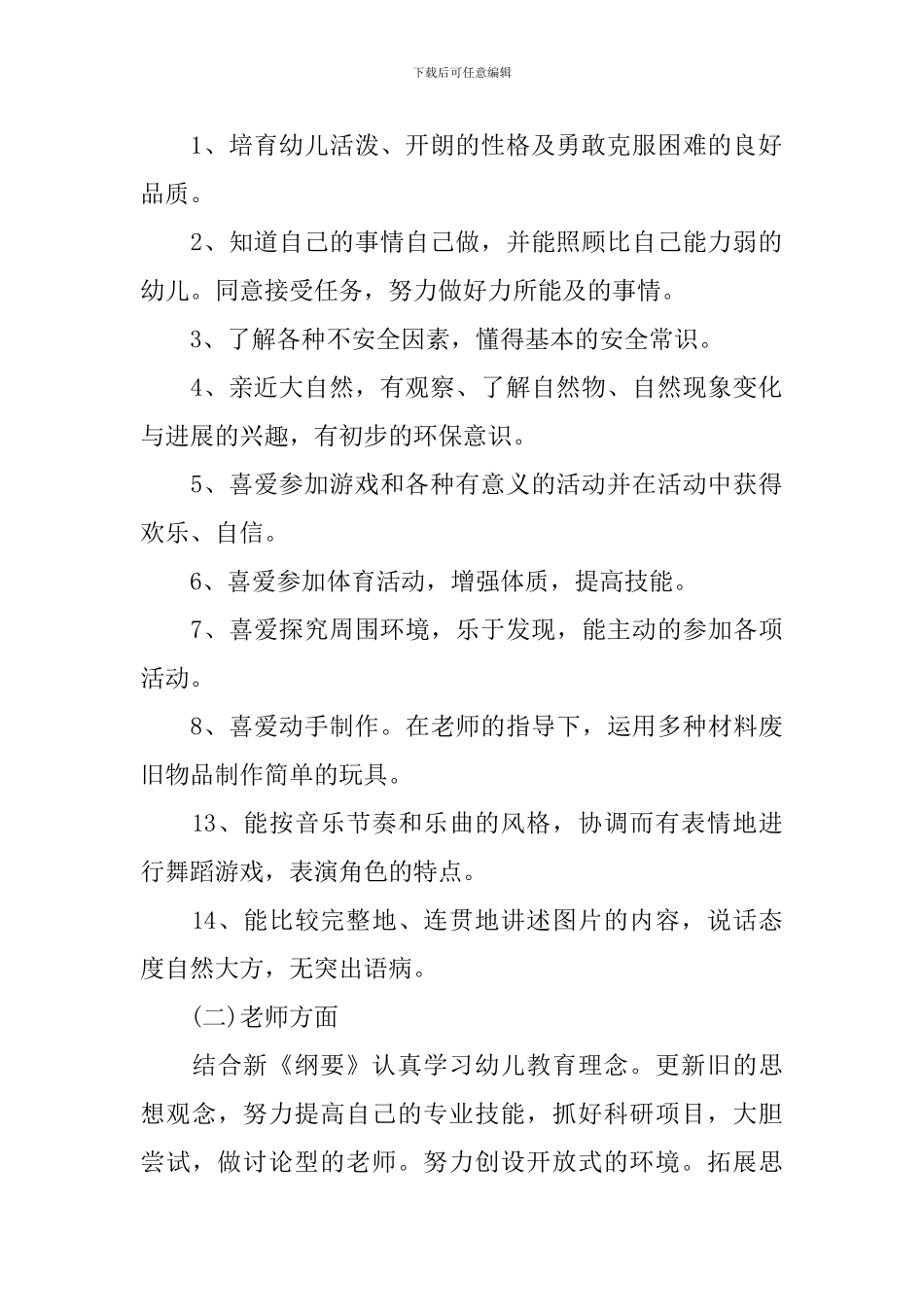 幼儿园大班教学计划2024最新版_第2页