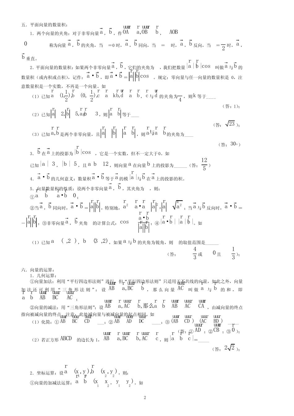 (完整版)平面向量知识点归纳_第2页