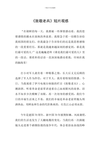 《致敬老兵》短片观感