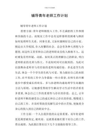 辅导青年教师工作计划