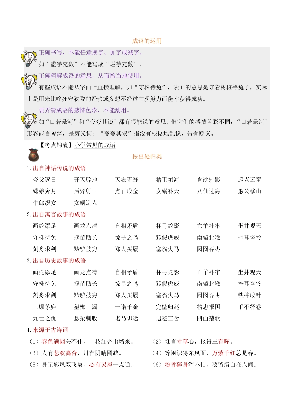 2023-2024年小学语文六年级小升初专题04_成语考点解读+真题演练(教师_第2页