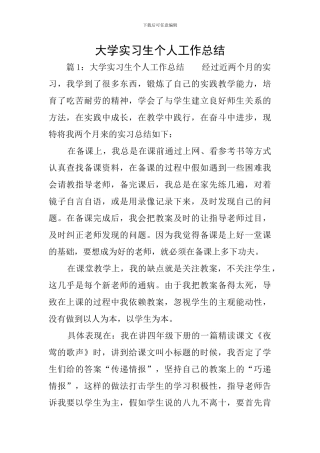 大学实习生个人工作总结