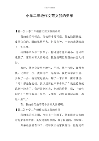 小学二年级作文范文我的弟弟