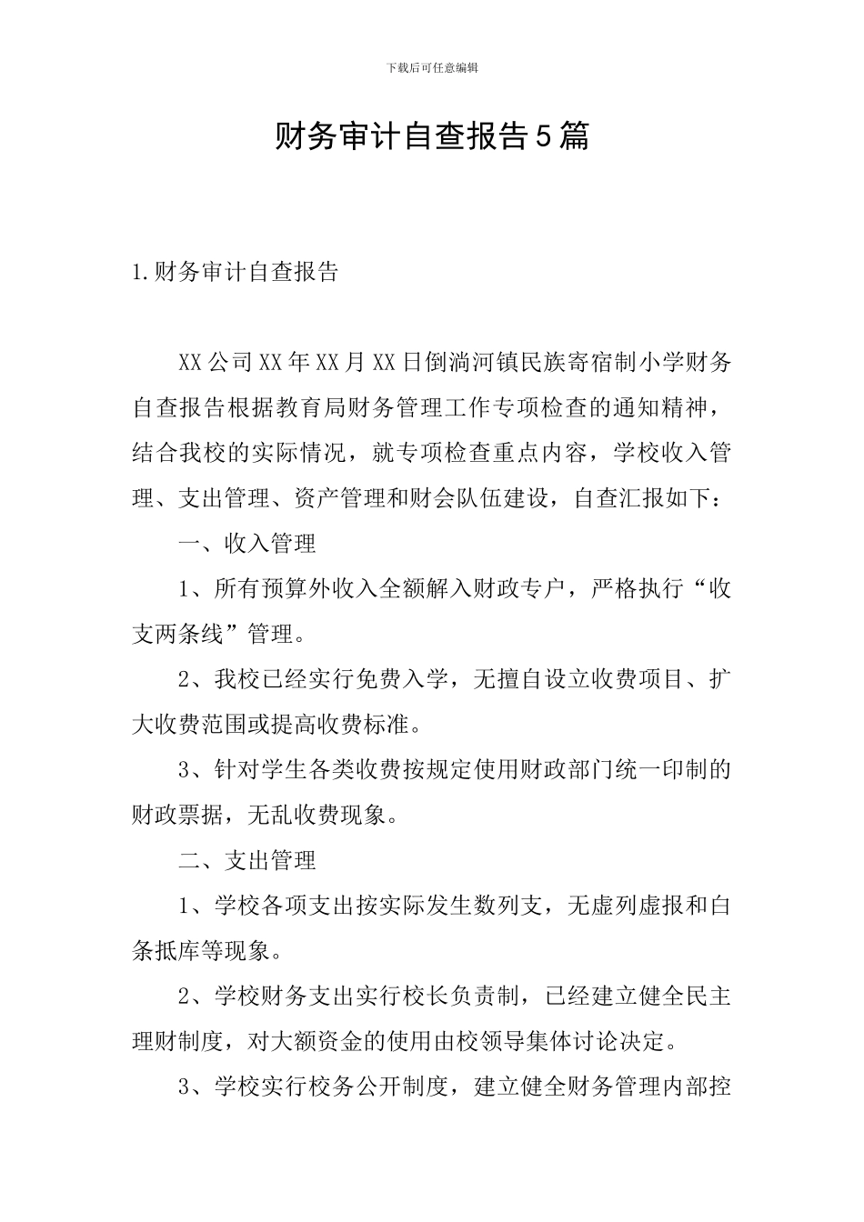 财务审计自查报告5篇_第1页