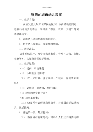 野猫的城市幼儿教案