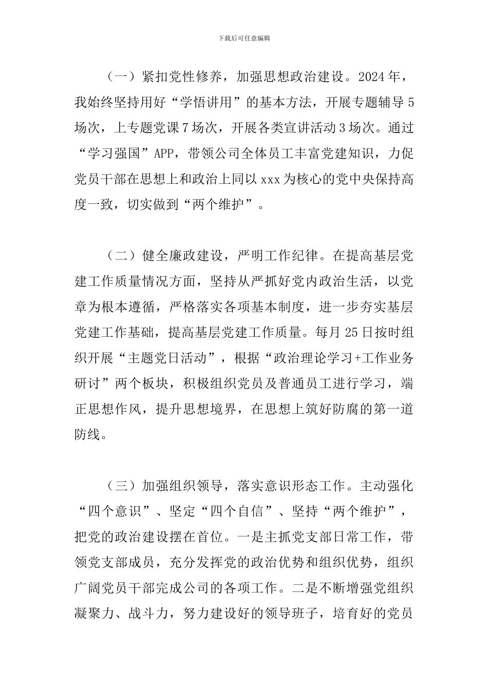 2024年公司党支部书记董事长述职述廉报告_第2页