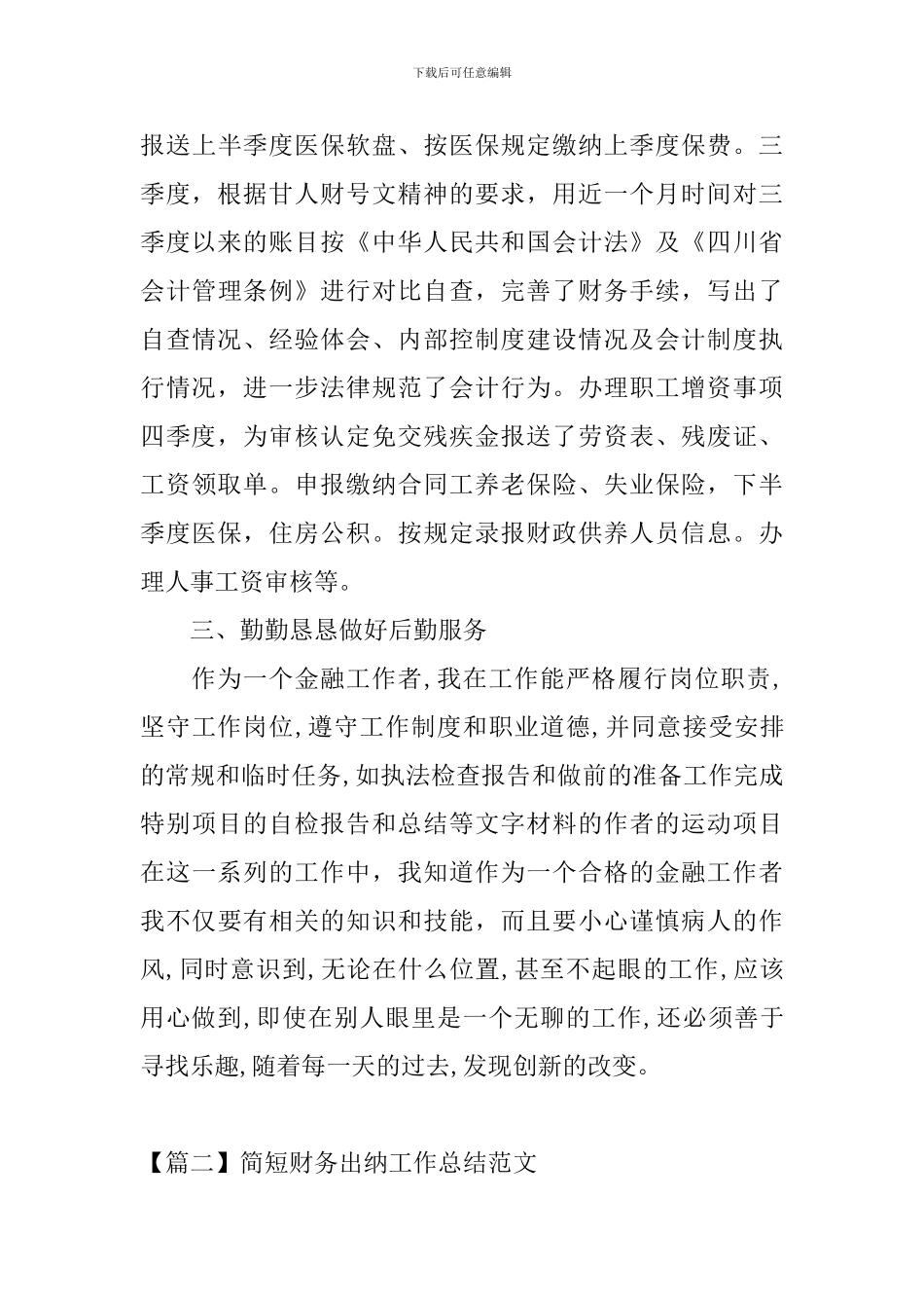 简短财务出纳工作总结范文_第3页
