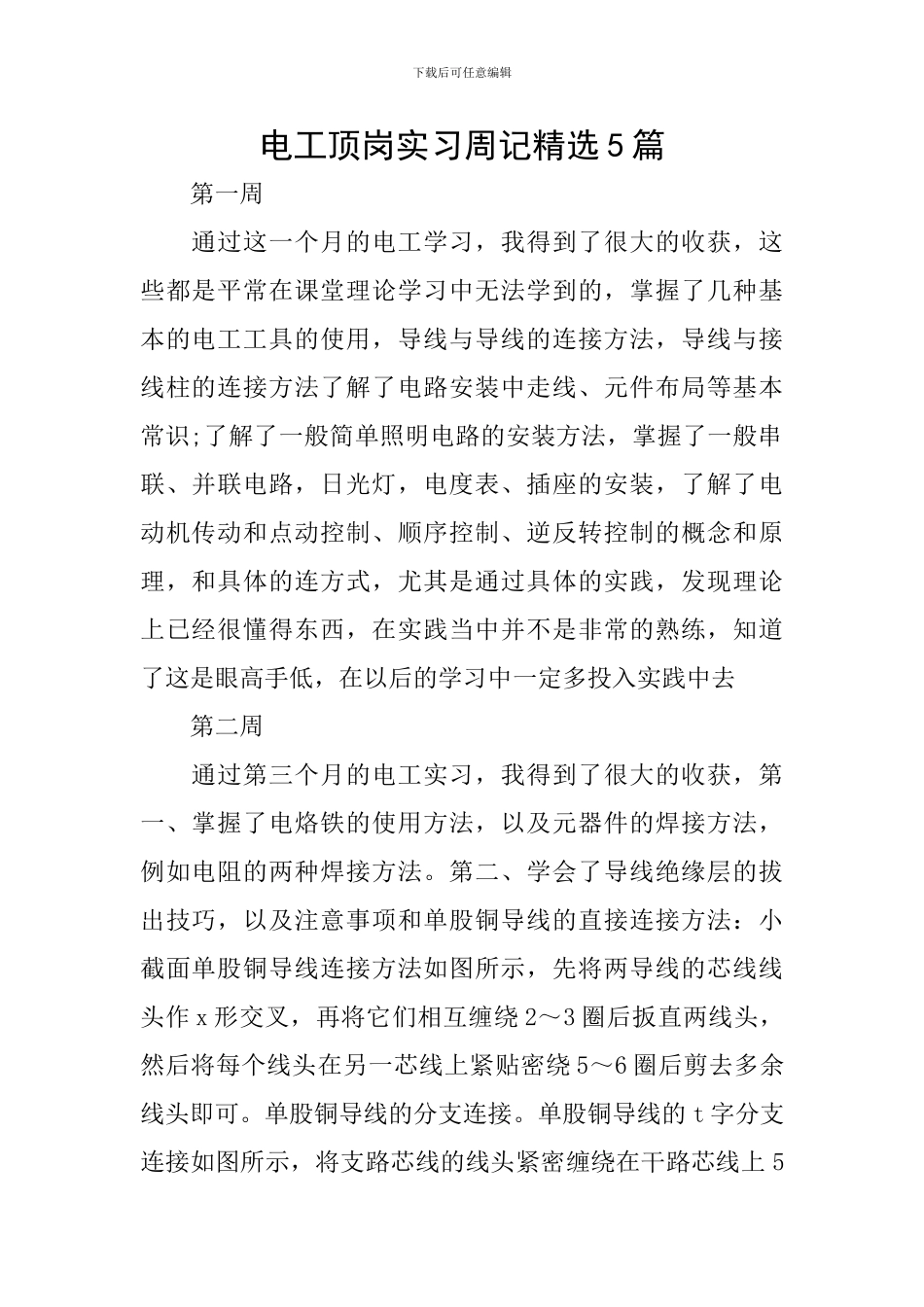电工顶岗实习周记精选5篇_第1页