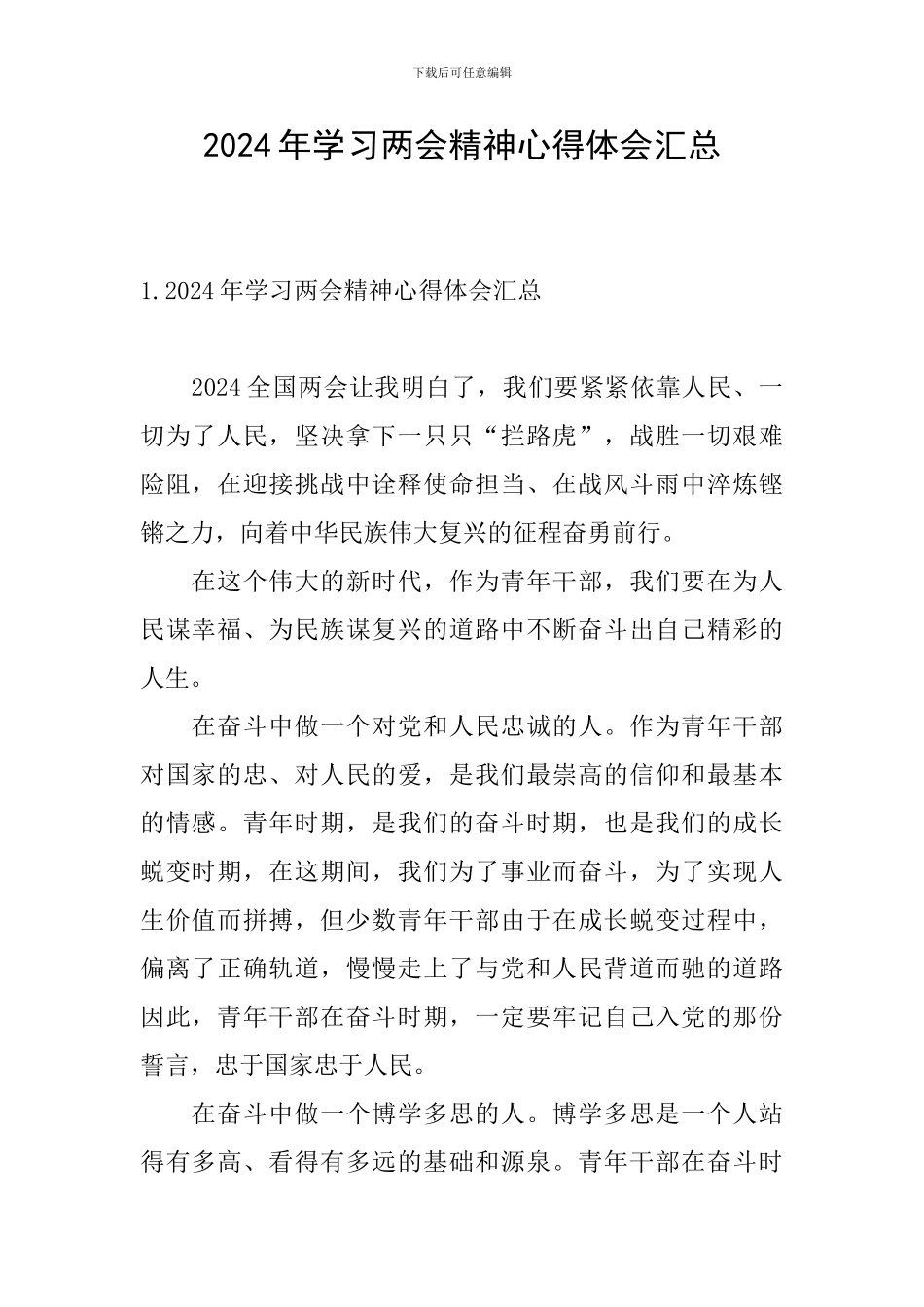 2024年学习两会精神心得体会汇总_第1页