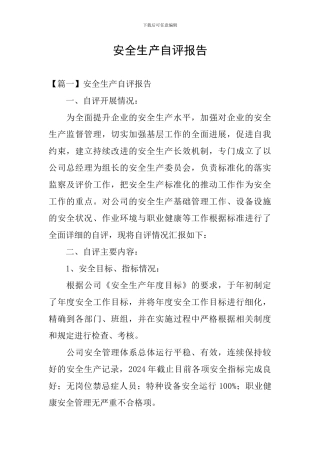 安全生产自评报告