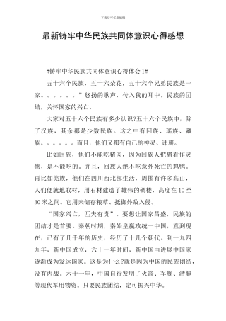 最新铸牢中华民族共同体意识心得感想