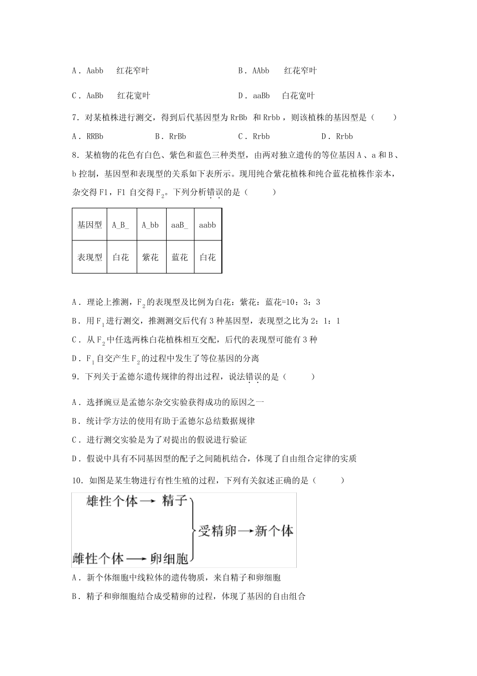 2023衡水泰华中学高考生物暑假密卷含答案第8套 _第2页