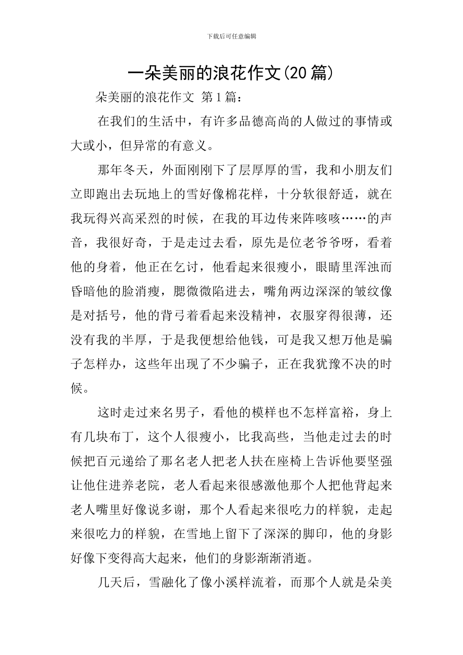 一朵美丽的浪花作文_第1页