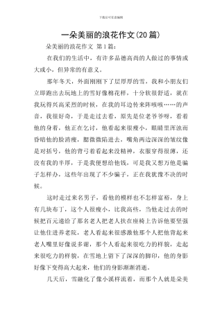一朵美丽的浪花作文