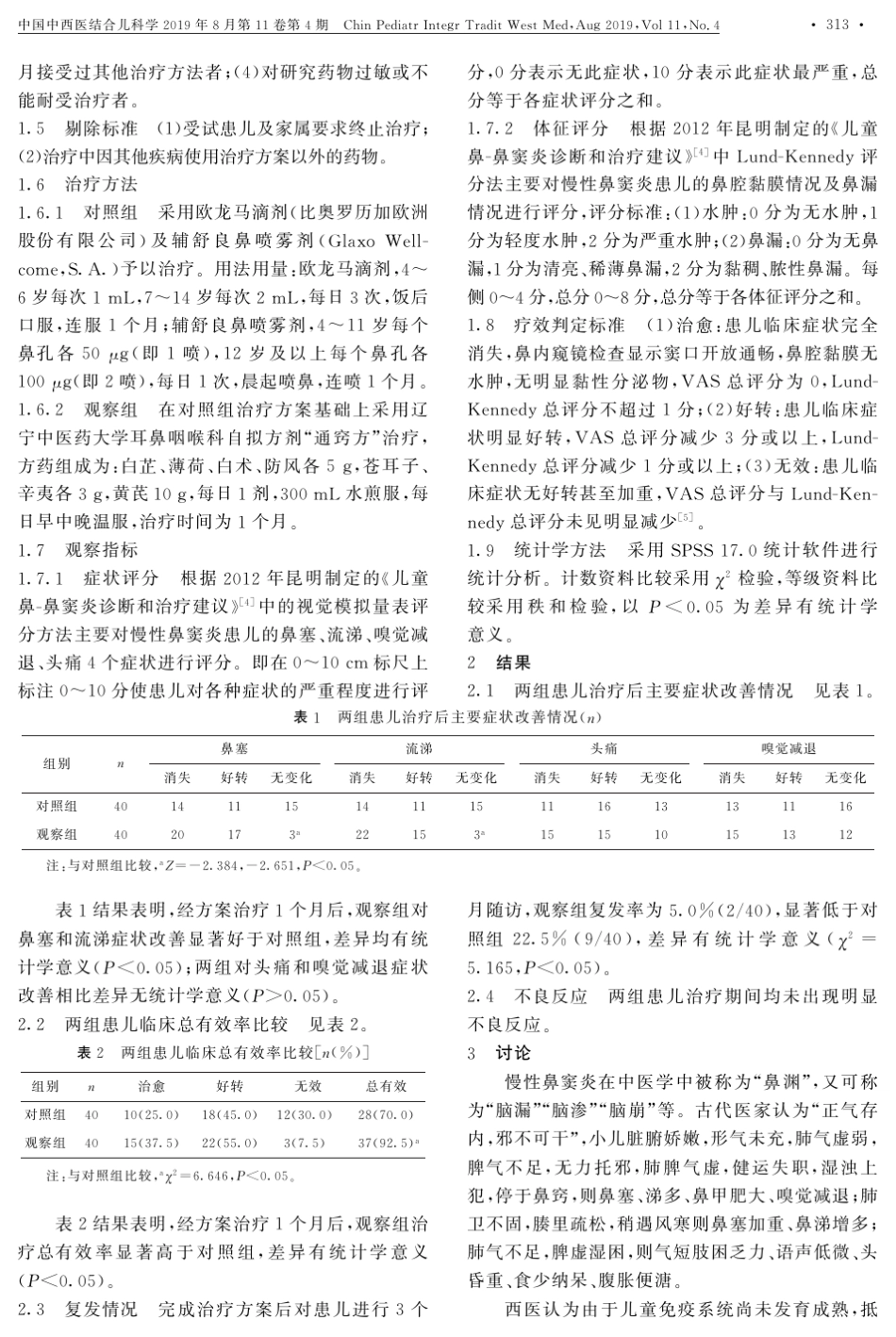 中西医结合治疗儿童慢性鼻-鼻窦炎临床观察 _第3页
