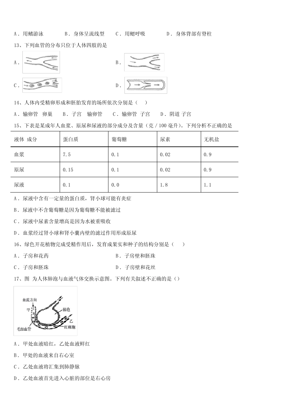 四川省成都市天府新区重点达标名校2022-2023学年中考联考生物试卷含解析_第3页