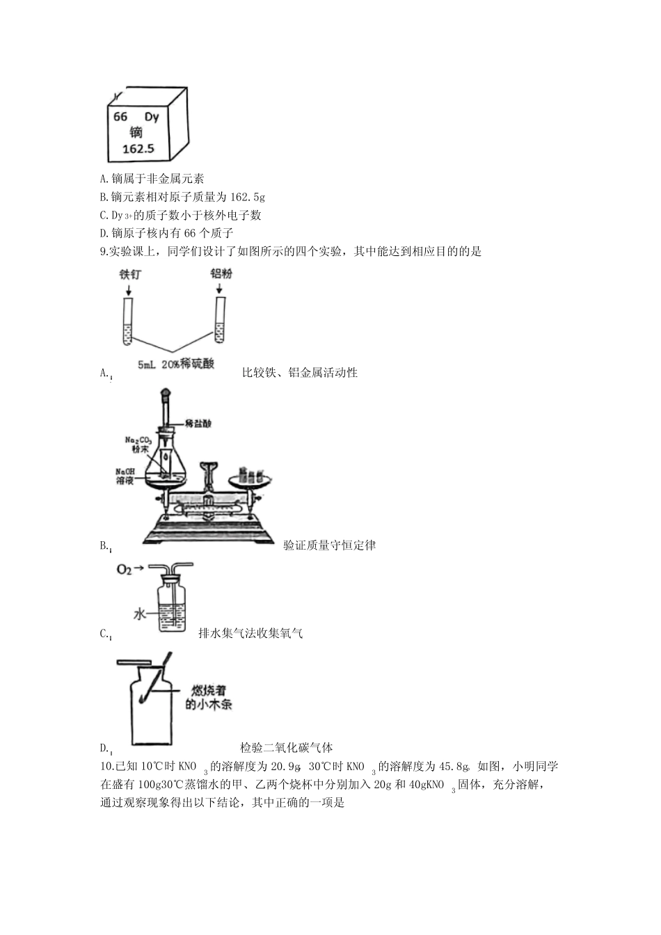 2023年山西省太原市万柏林区中考一模化学试题(含答案) _第2页