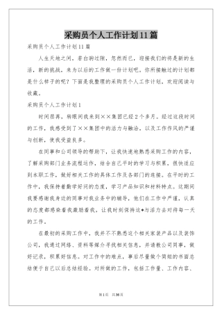 采购员个人工作参考计划11篇